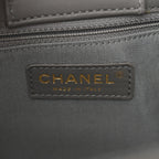 Calfskin Chevron Quilted Statement Shopping Tote Grey