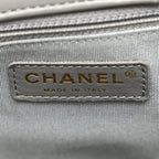 Calfskin Chevron Quilted Statement Shopping Tote Grey