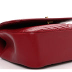 Calfskin Chevron Quilted Top Handle Flap Red