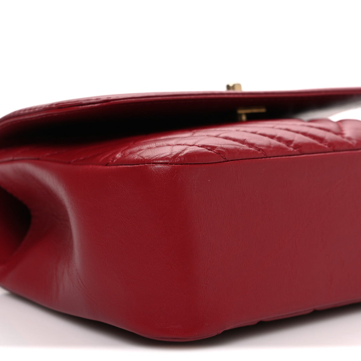 Calfskin Chevron Quilted Top Handle Flap Red