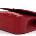 Calfskin Chevron Quilted Top Handle Flap Red