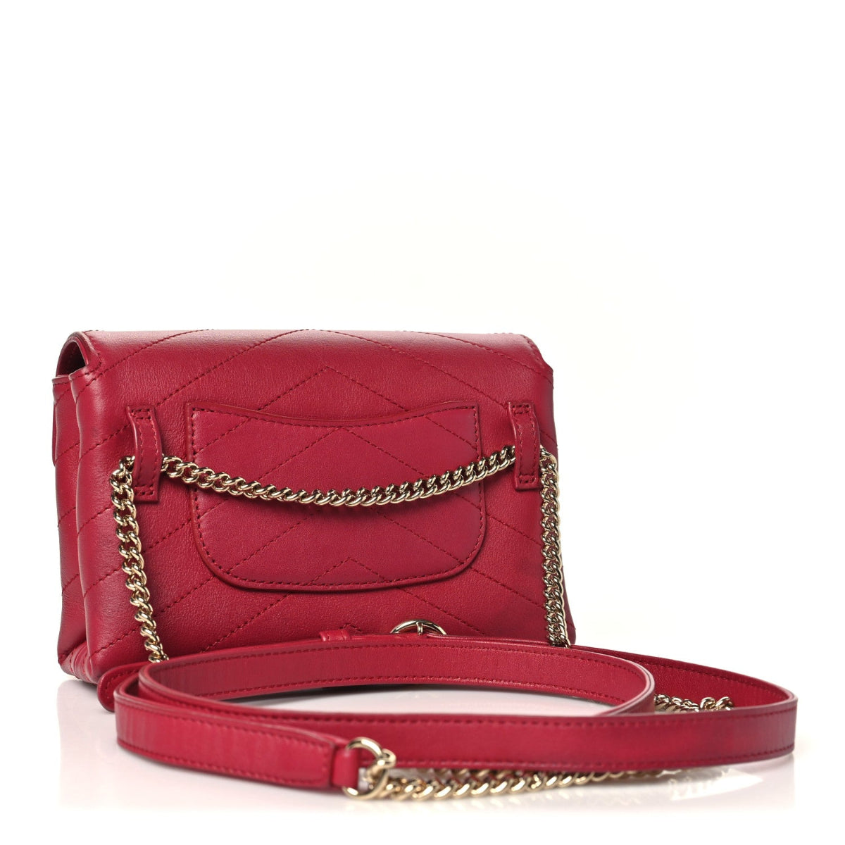 Calfskin Chevron Stitched Coco Waist Bag Red