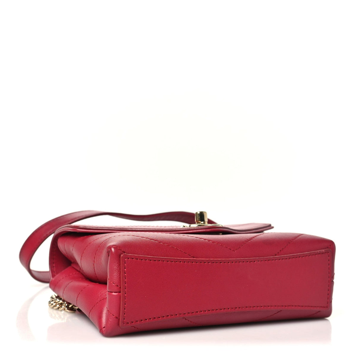 Calfskin Chevron Stitched Coco Waist Bag Red