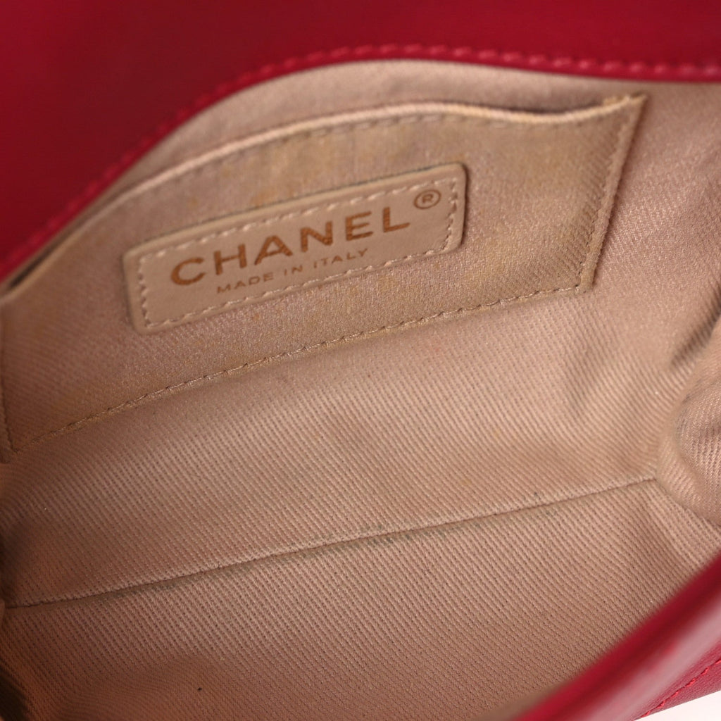 Calfskin Chevron Stitched Coco Waist Bag Red