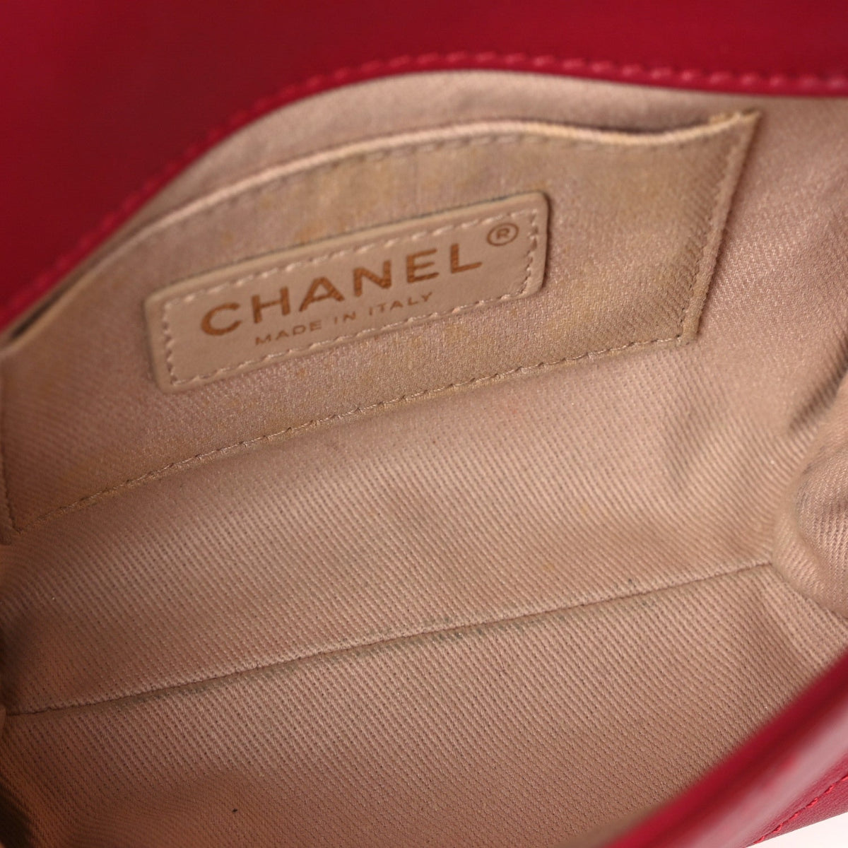 Calfskin Chevron Stitched Coco Waist Bag Red
