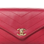Calfskin Chevron Stitched Coco Waist Bag Red