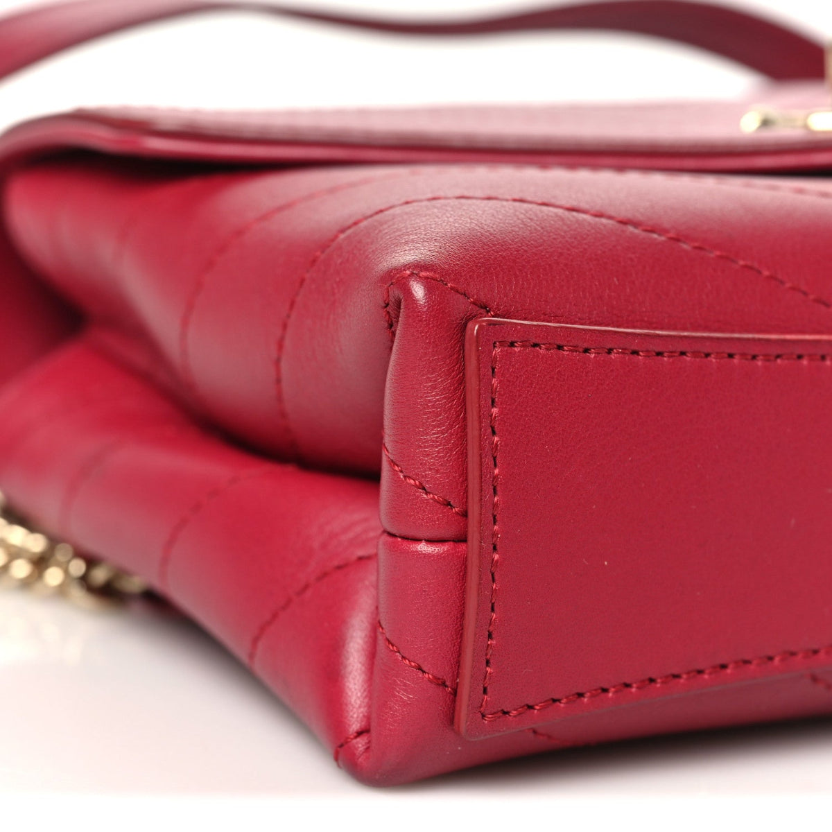 Calfskin Chevron Stitched Coco Waist Bag Red