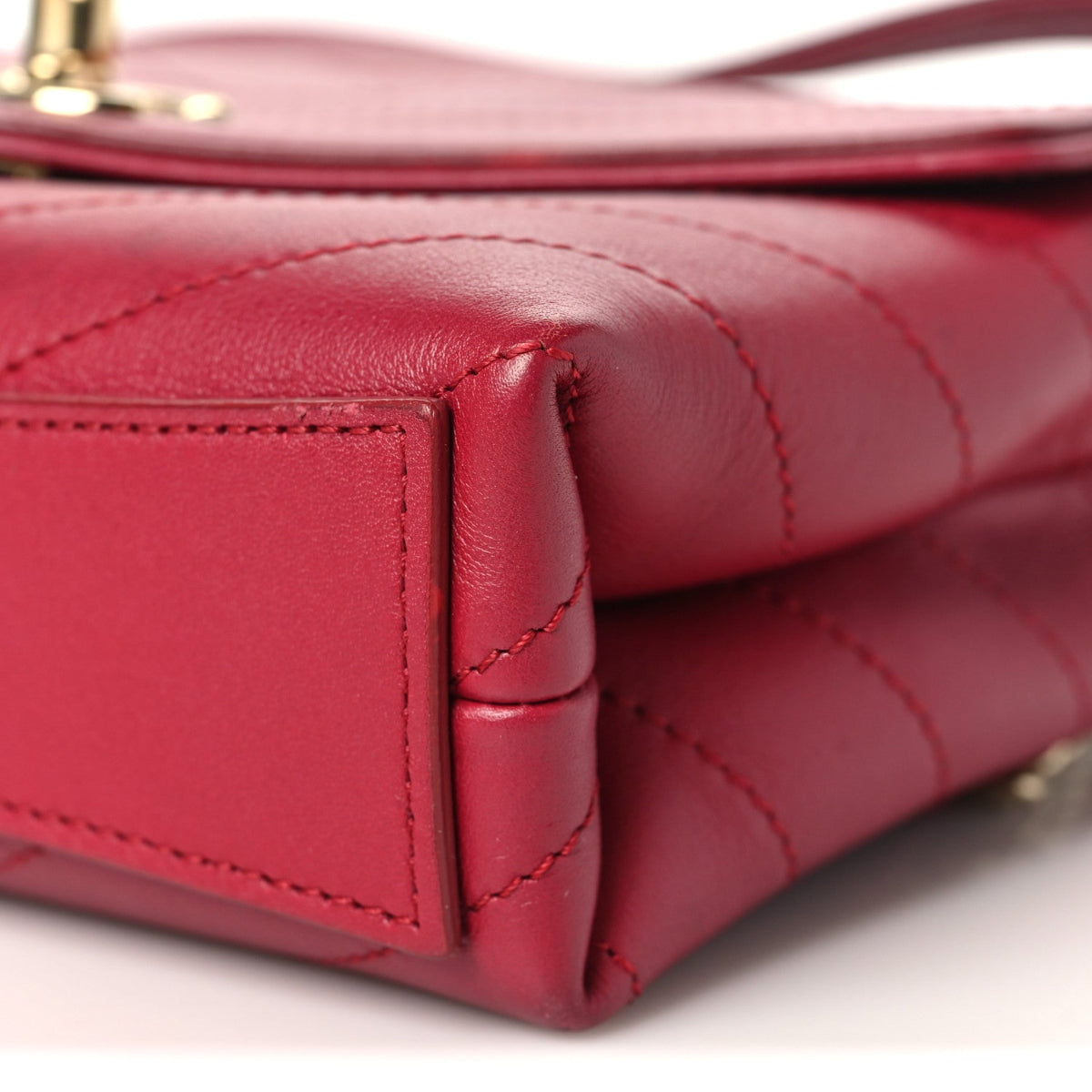 Calfskin Chevron Stitched Coco Waist Bag Red