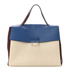 Calfskin Colorblock Mime Single Handle Bag Ruby Marine