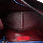 Calfskin Colorblock Mime Single Handle Bag Ruby Marine