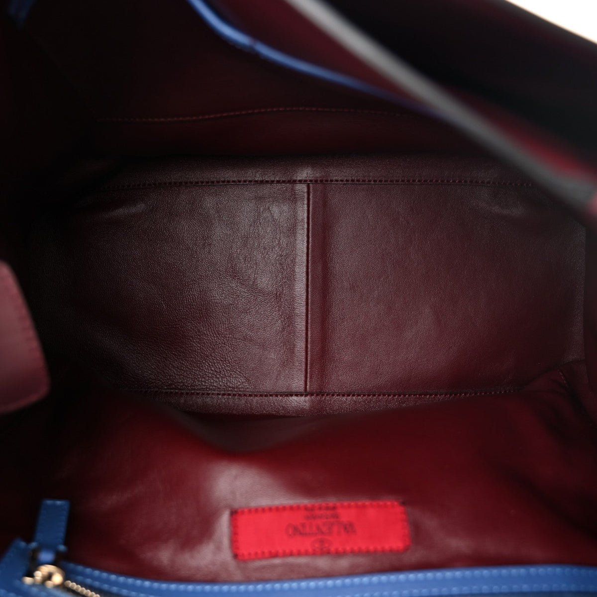 Calfskin Colorblock Mime Single Handle Bag Ruby Marine