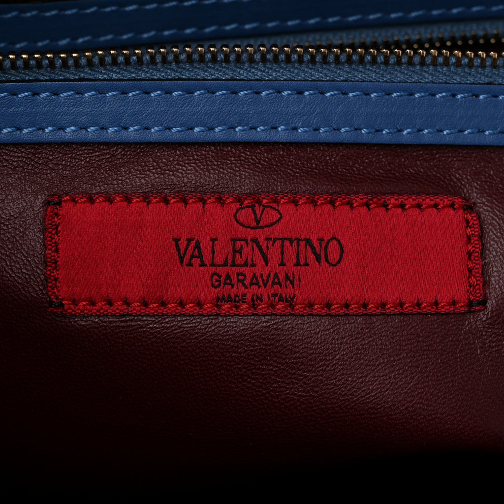 Calfskin Colorblock Mime Single Handle Bag Ruby Marine