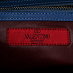 Calfskin Colorblock Mime Single Handle Bag Ruby Marine