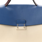 Calfskin Colorblock Mime Single Handle Bag Ruby Marine