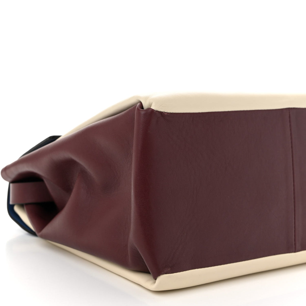 Calfskin Colorblock Mime Single Handle Bag Ruby Marine
