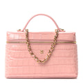 Calfskin Crocodile Embossed Crococo Exoticoco Vanity With Chain Light Pink