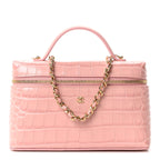 Calfskin Crocodile Embossed Crococo Exoticoco Vanity With Chain Light Pink