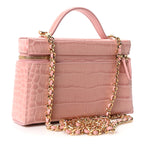 Calfskin Crocodile Embossed Crococo Exoticoco Vanity With Chain Light Pink