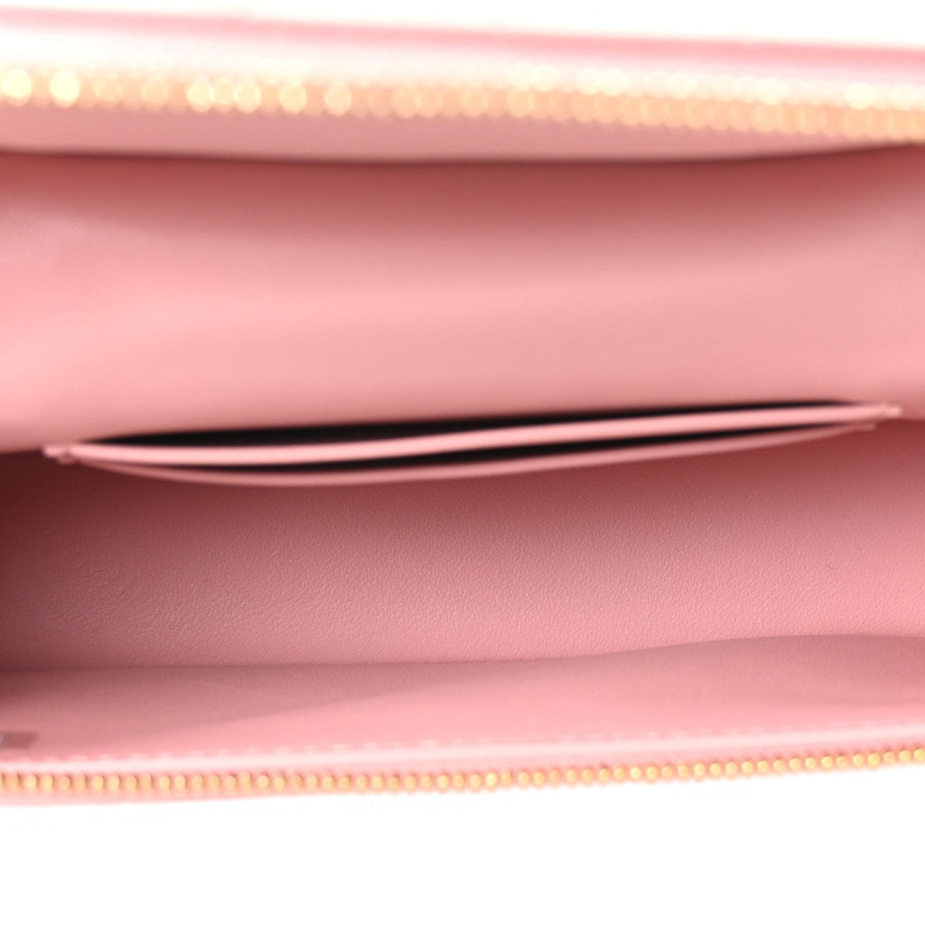 Calfskin Crocodile Embossed Crococo Exoticoco Vanity With Chain Light Pink