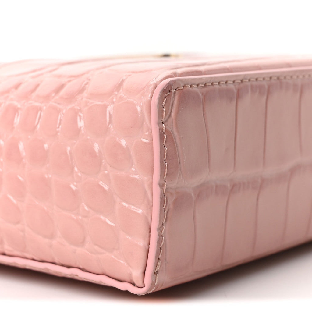 Calfskin Crocodile Embossed Crococo Exoticoco Vanity With Chain Light Pink