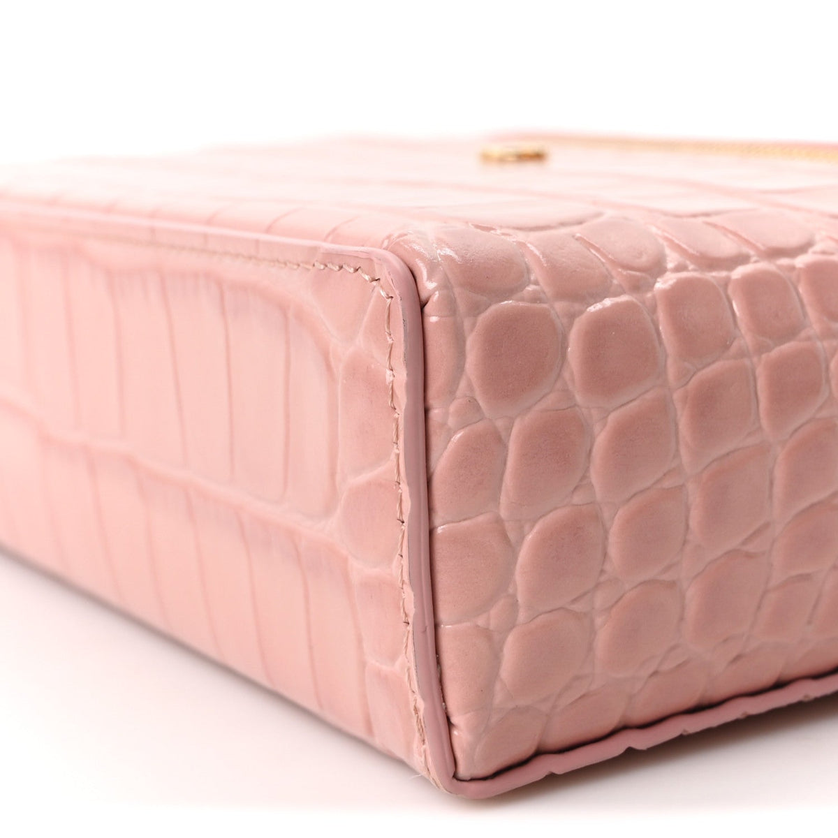 Calfskin Crocodile Embossed Crococo Exoticoco Vanity With Chain Light Pink