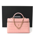Calfskin Crocodile Embossed Crococo Exoticoco Vanity With Chain Light Pink