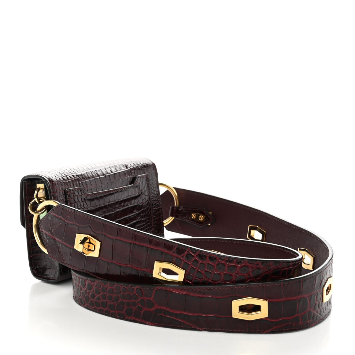 Calfskin Crocodile Embossed Eden Bag Eggplant