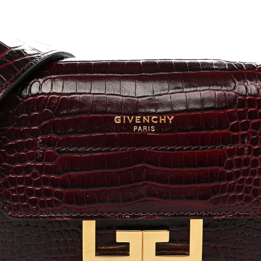 Calfskin Crocodile Embossed Eden Bag Eggplant