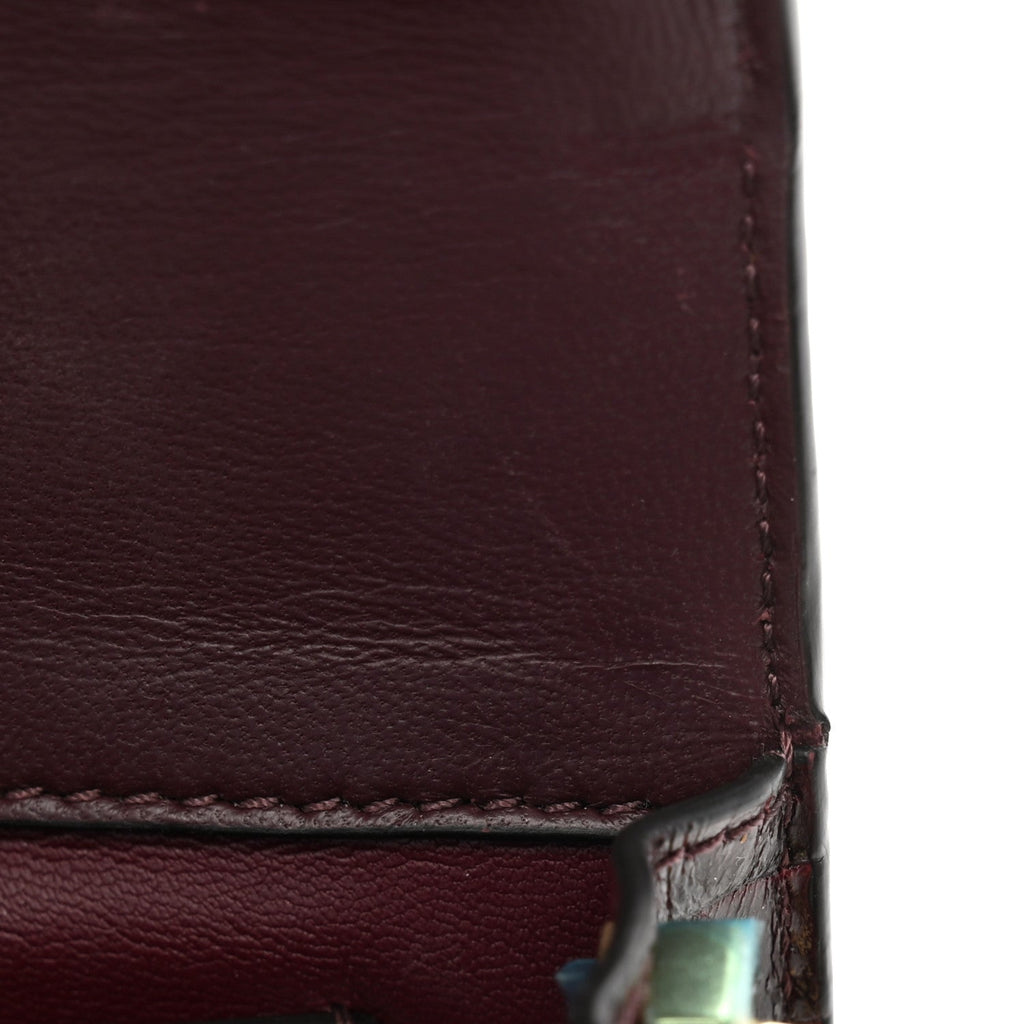 Calfskin Crocodile Embossed Eden Bag Eggplant