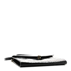 Calfskin Crocodile Embossed Envelope Clutch With Strap Black