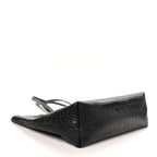 Calfskin Crocodile Embossed Large Shopper Tote Black