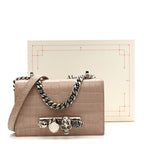 Calfskin Crocodile Embossed Mini Jeweled Satchel Sand