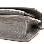 Calfskin Crocodile Embossed Monogram Sunset Chain Wallet Grey