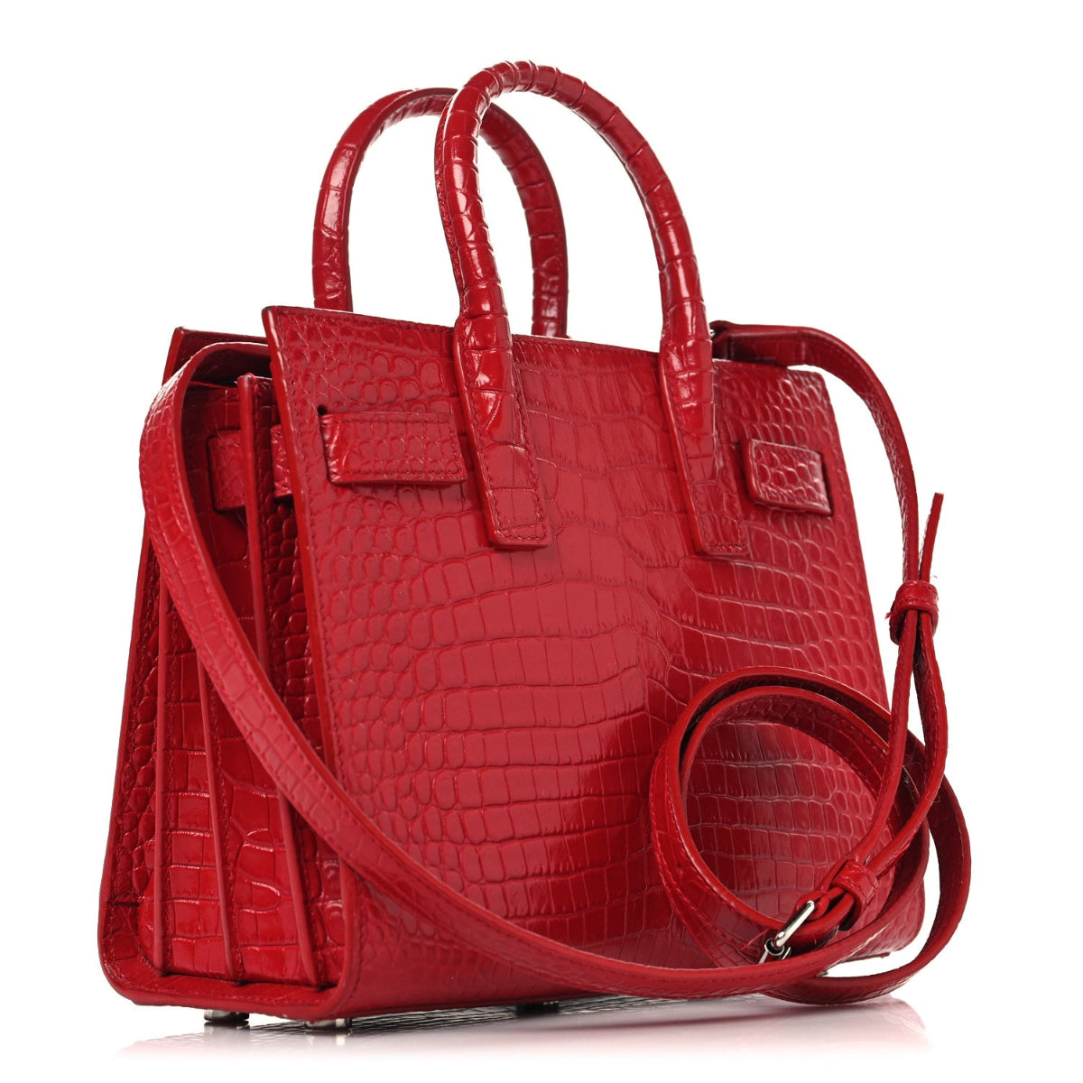 Calfskin Crocodile Embossed Nano Sac De Jour Red
