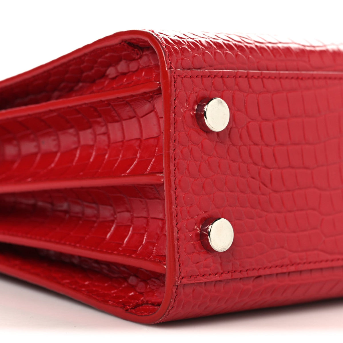 Calfskin Crocodile Embossed Nano Sac De Jour Red