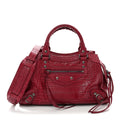 Calfskin Crocodile Embossed Neo Classic Silver Hardware S City Raspberry