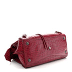 Calfskin Crocodile Embossed Neo Classic Silver Hardware S City Raspberry