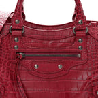 Calfskin Crocodile Embossed Neo Classic Silver Hardware S City Raspberry