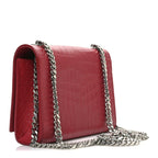 Calfskin Crocodile Embossed Small Classic Monogram Kate Tassel Satchel Red