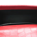 Calfskin Crocodile Embossed Small Classic Monogram Kate Tassel Satchel Red