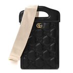 Calfskin GG Matelasse Mini Top Slip Handle Crossbody Bag Black Natural
