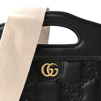 Calfskin GG Matelasse Mini Top Slip Handle Crossbody Bag Black Natural