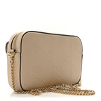 Calfskin GG Super Mini Debossed Chain Wallet Light Beige