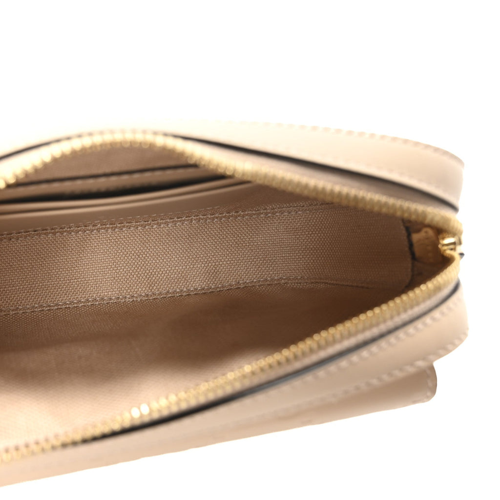 Calfskin GG Super Mini Debossed Chain Wallet Light Beige