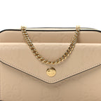 Calfskin GG Super Mini Debossed Chain Wallet Light Beige