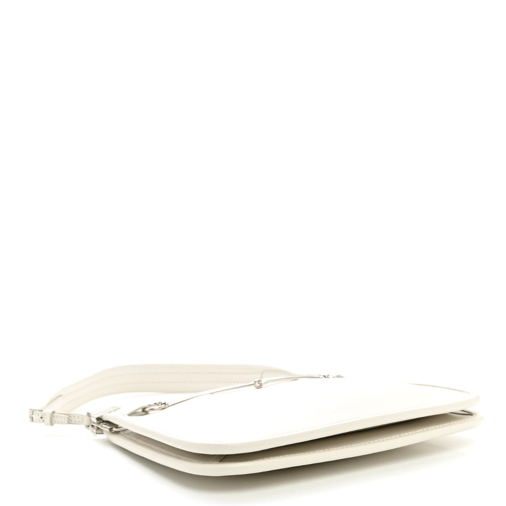 Calfskin Horsebit Slim Shoulder Bag White