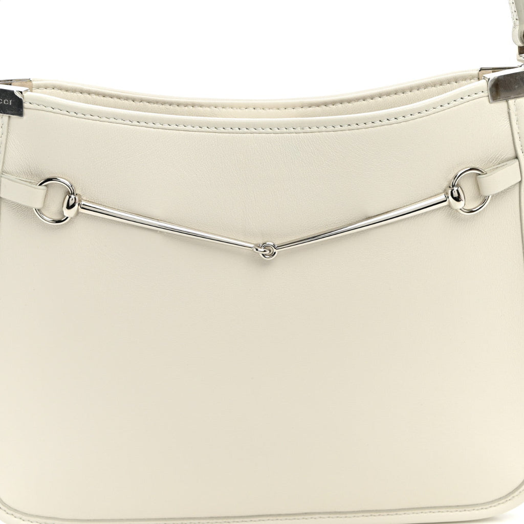 Calfskin Horsebit Slim Shoulder Bag White