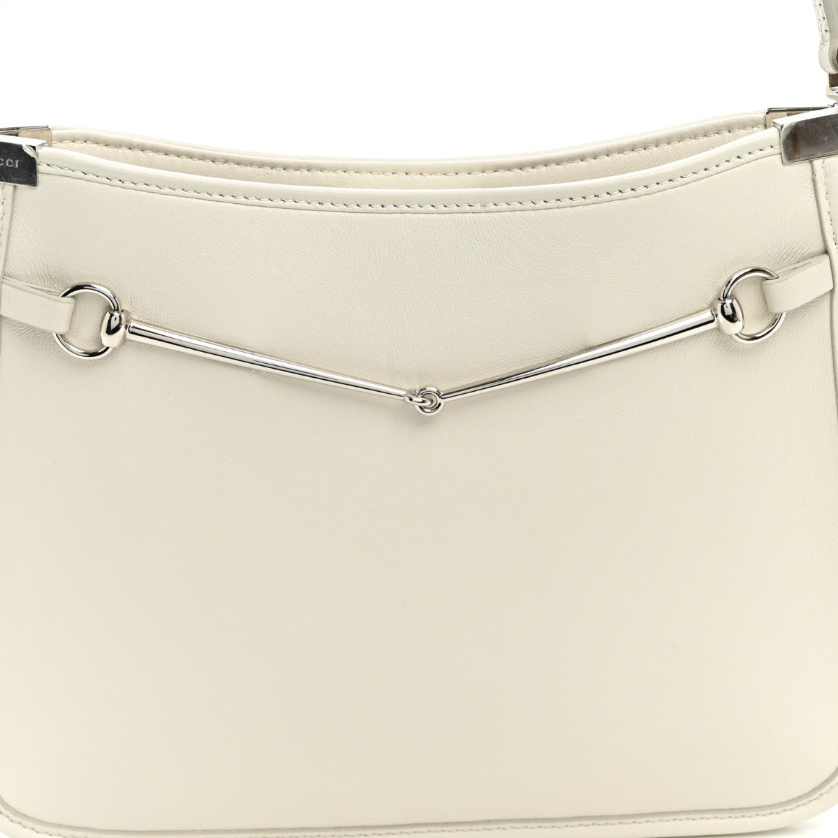 Calfskin Horsebit Slim Shoulder Bag White