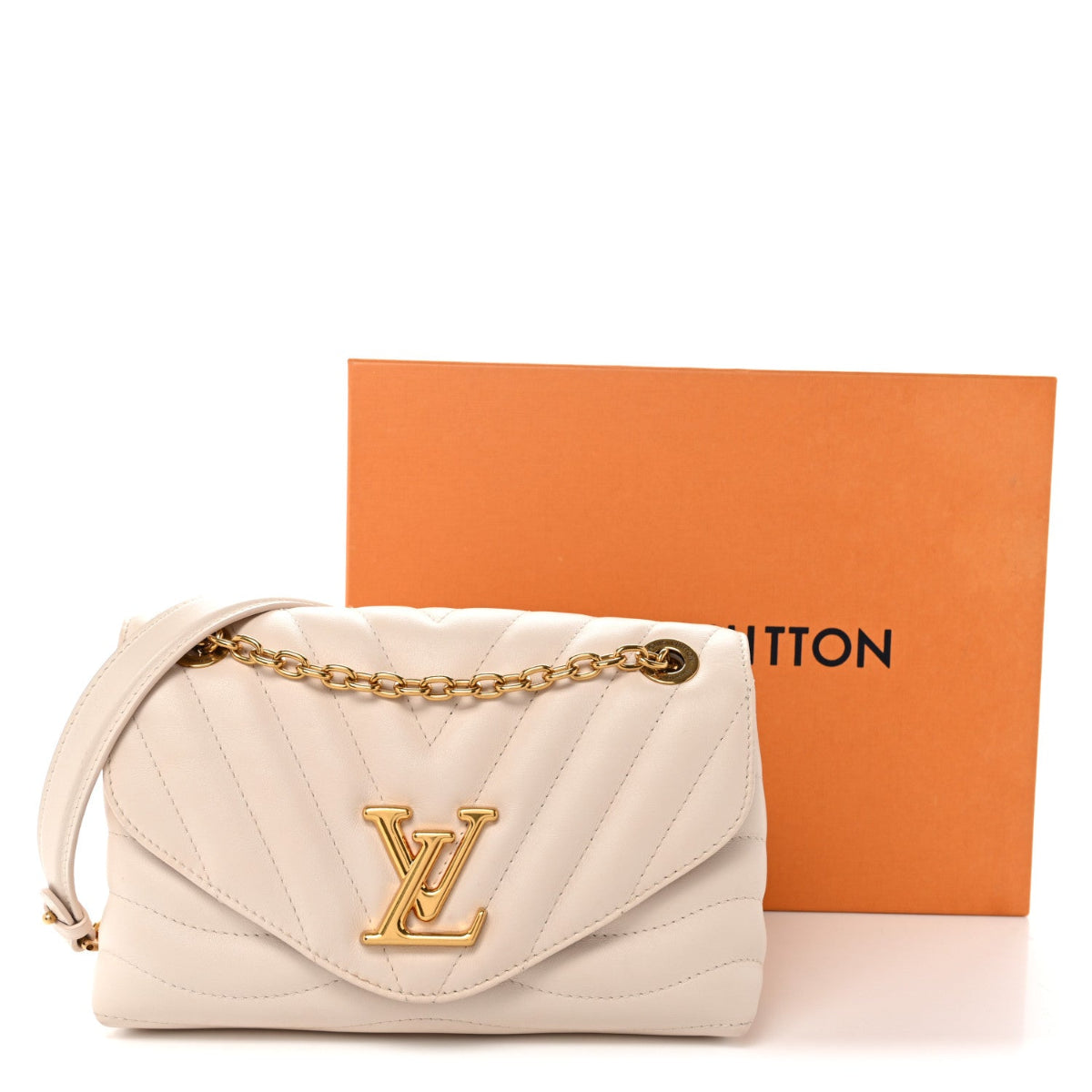 Calfskin LV New Wave Chain Bag GM Ivory