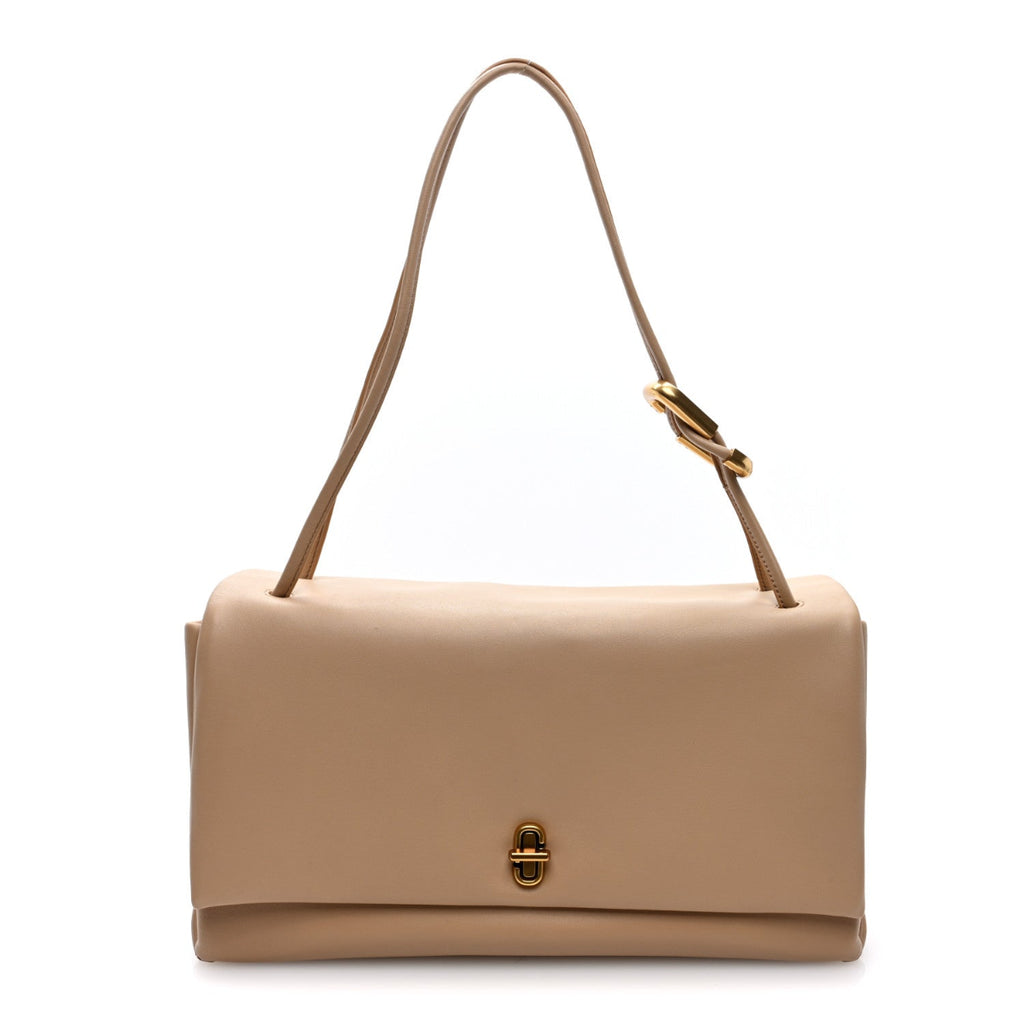 Calfskin Large Dual Shoulder Bag Camel